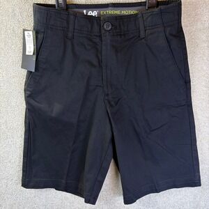 Lee Extreme Motion Shorts Mens 30x10 Black Stretch Performance Chino Preppy NEW